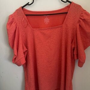 Nine West Pink Puff Sleeve Ruffled Blouse